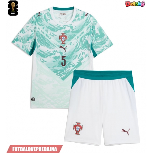 Lacne Dětský Futbalové dres Portugalsko Diogo Dalot #5 MS 2026 Krátky Rukáv - Preč (+ trenírky)